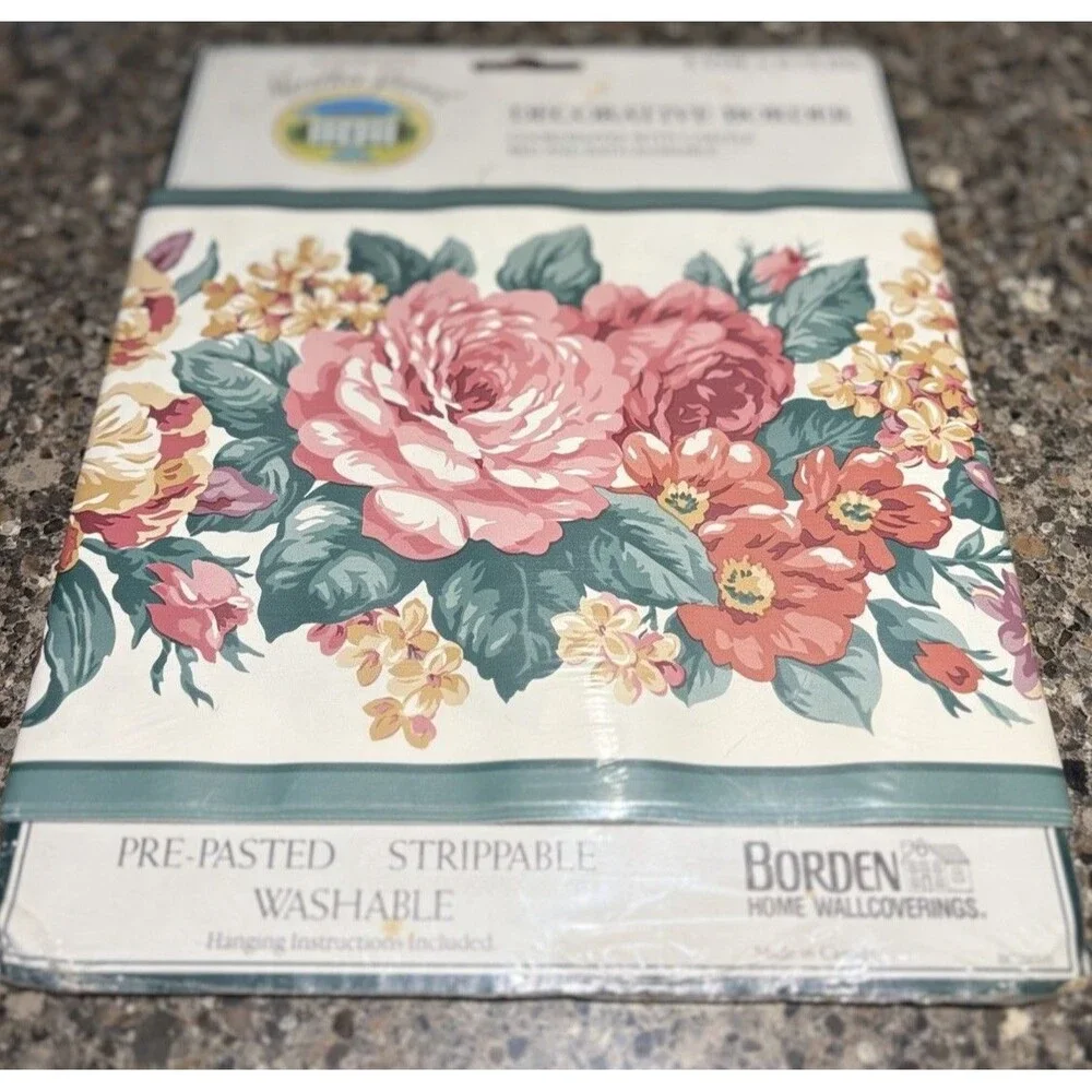 VTG 2 Martha Stewart Borden Wallpaper Border Swiss Garden Floral 5 Yds Prepasted